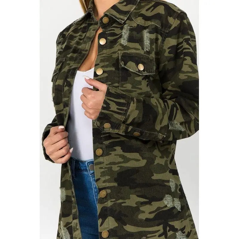 Distressed Denim Shirts Jacket American Bazi