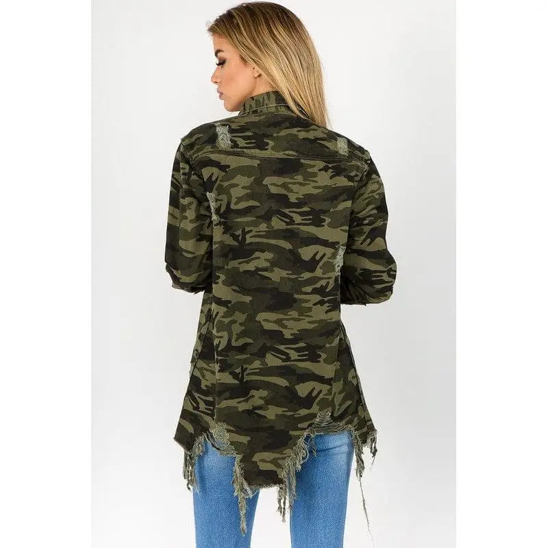 Distressed Denim Shirts Jacket American Bazi