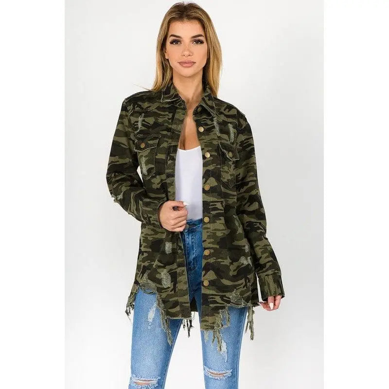 Distressed Denim Shirts Jacket American Bazi