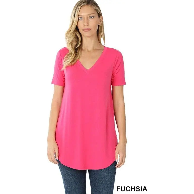 Short sleeve v-neck round hem t-shirt LECCE