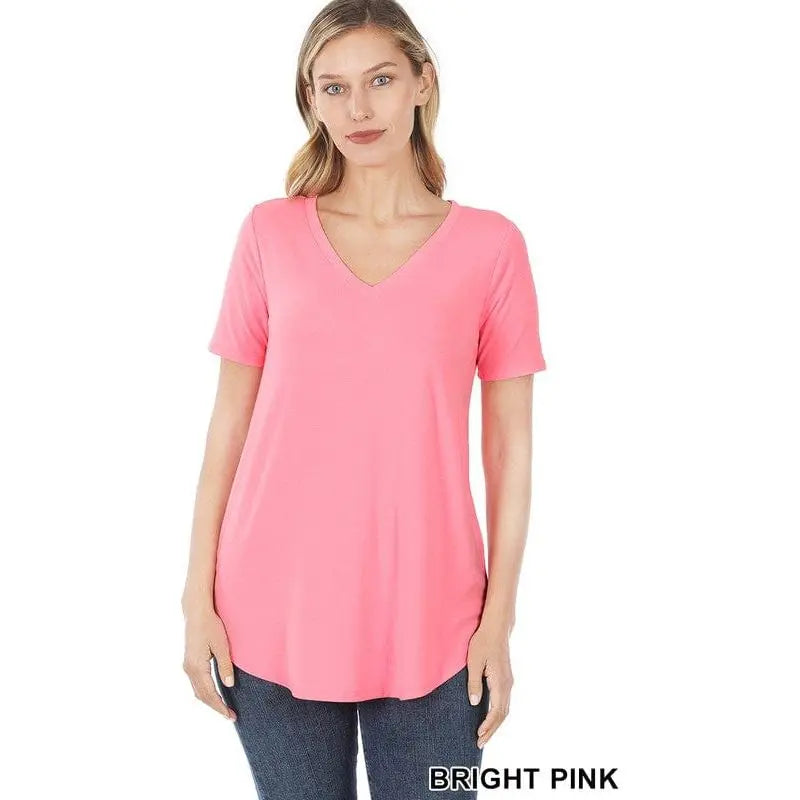 Short sleeve v-neck round hem t-shirt LECCE