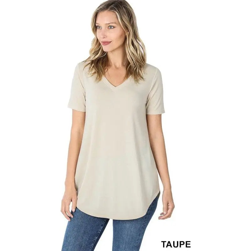 Short sleeve v-neck round hem t-shirt LECCE