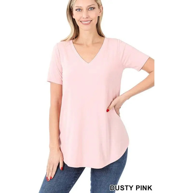 Short sleeve v-neck round hem t-shirt LECCE