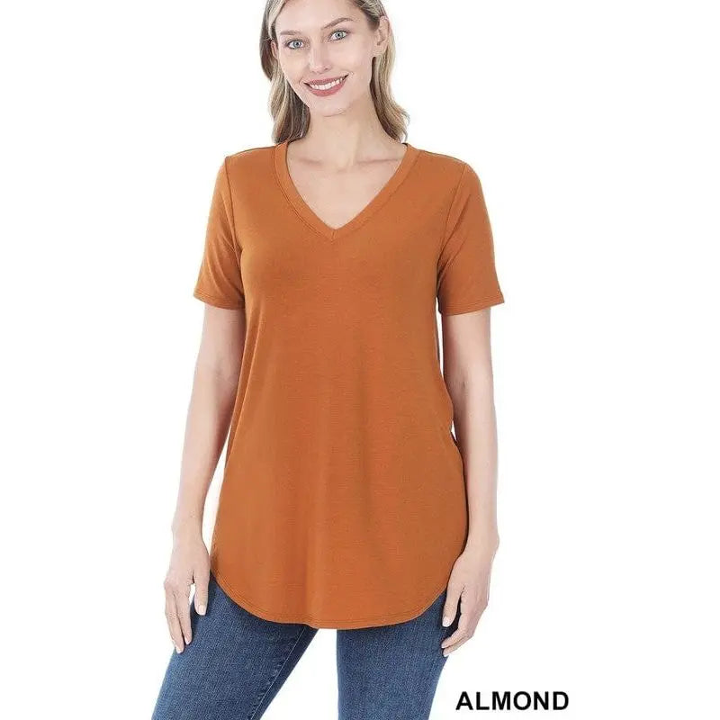 Short sleeve v-neck round hem t-shirt LECCE