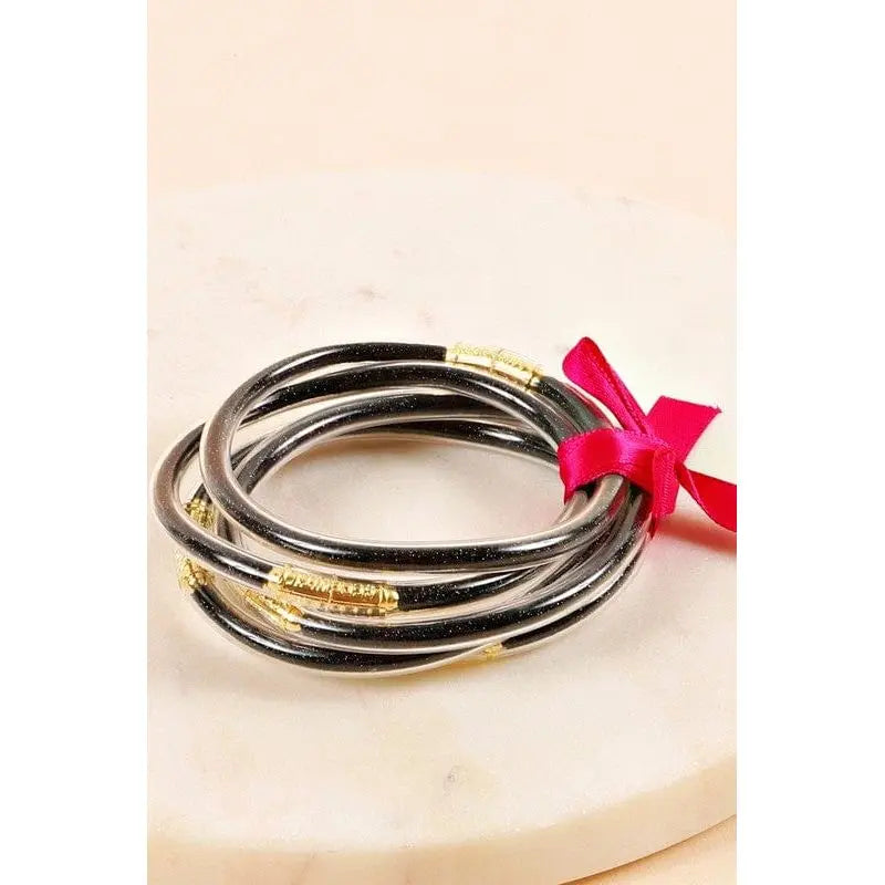 Glitter Jelly Tube Stack Satin Bow Bracelet LECCE