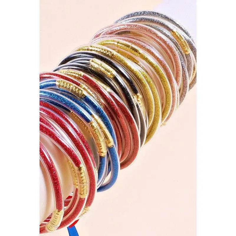 Glitter Jelly Tube Stack Satin Bow Bracelet LECCE