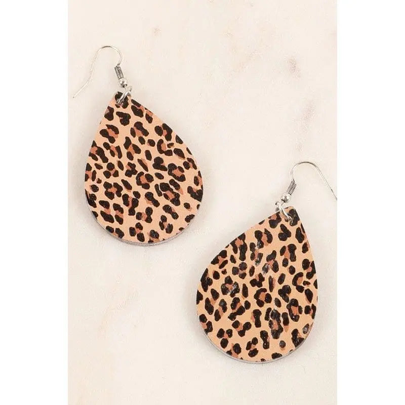 Navajo Print Tear Drop Wooden Dangling Earrings LECCE