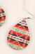 Navajo Print Tear Drop Wooden Dangling Earrings LECCE