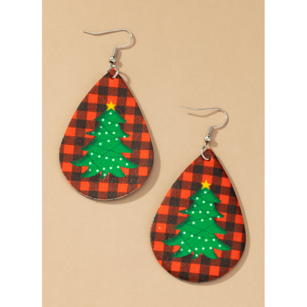 Teardrop christmas tree earrings