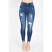 Distressed high rise skinny jeans
