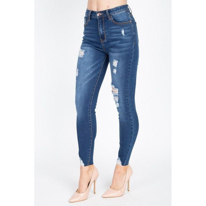 Distressed High Rise Skinny Jeans