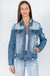 Distressed basic denim jackets American Bazi