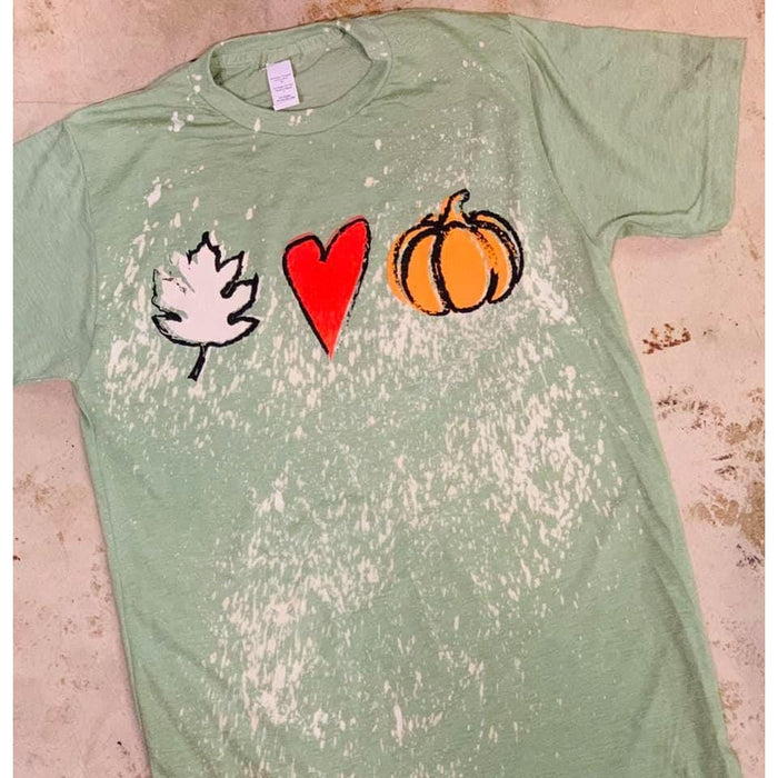 Fall love bleach sage crew neck t-shirt