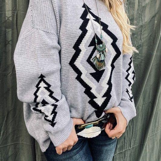 Aztec Printed Pullover Sweater