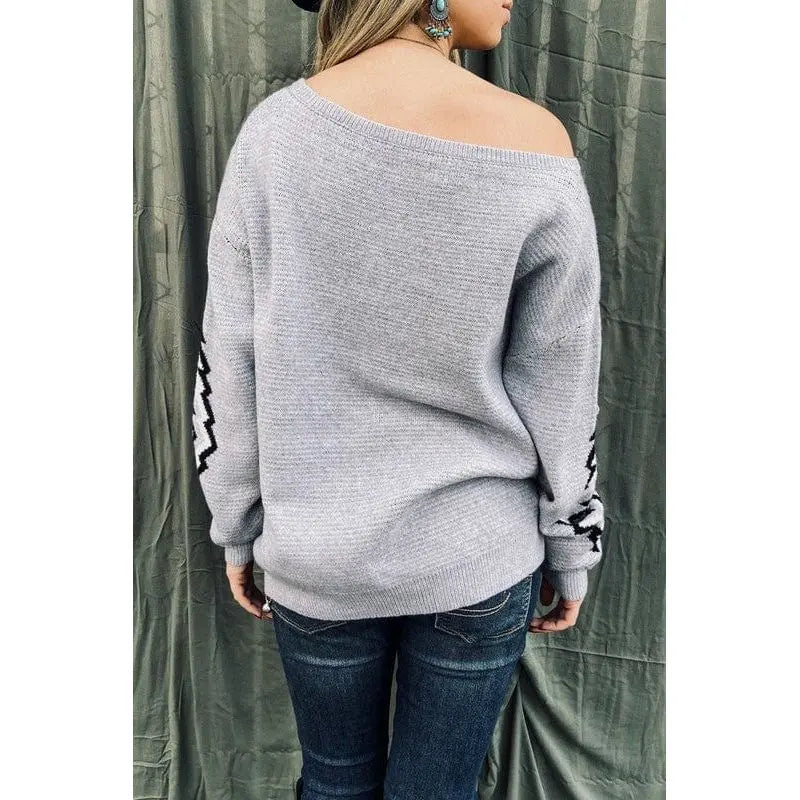 Aztec Printed Pullover Sweater LECCE