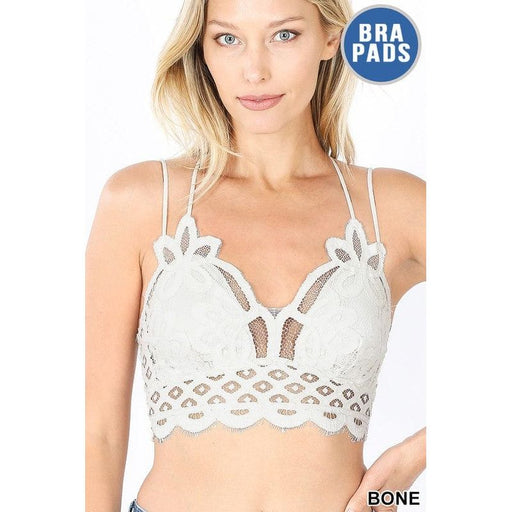 Crochet lace bralette with bra pads Zenana