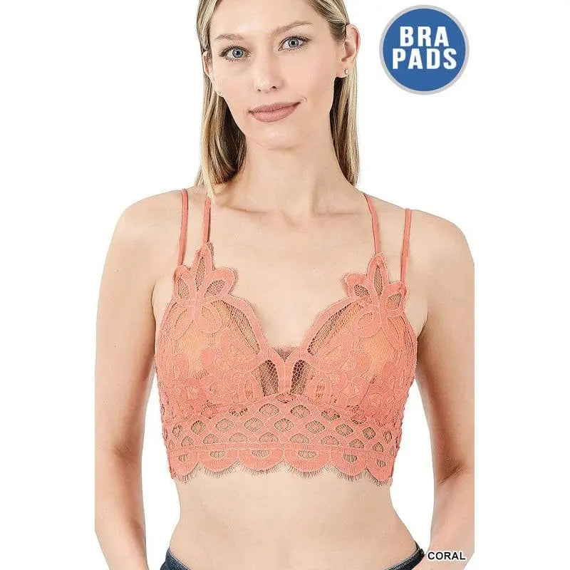 Crochet lace bralette with bra pads Zenana