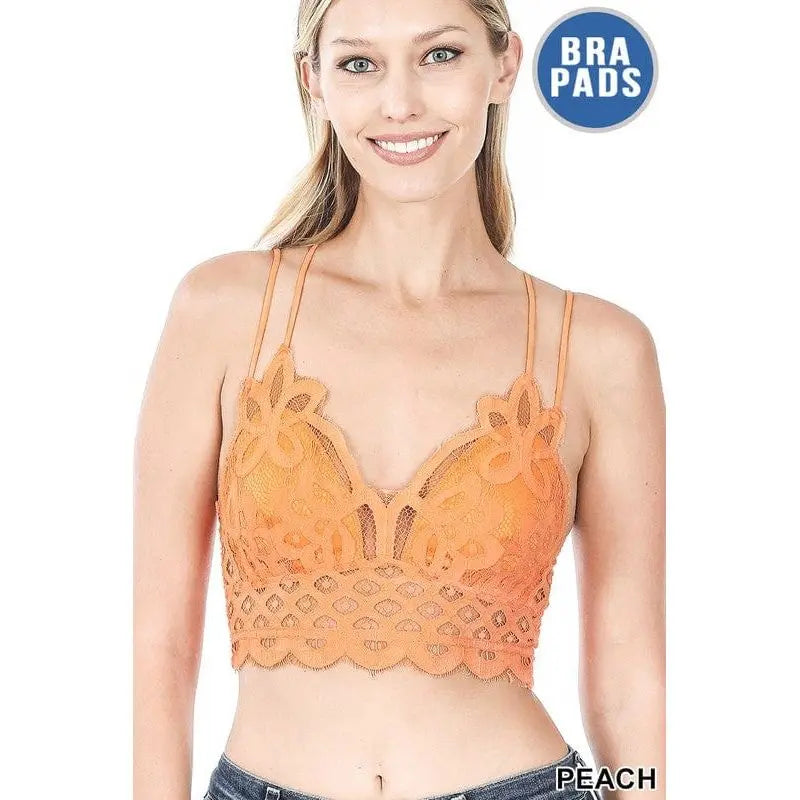 Crochet lace bralette with bra pads Zenana