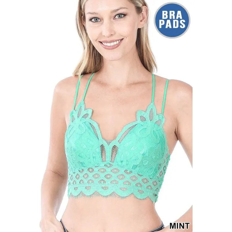 Crochet lace bralette with bra pads Zenana