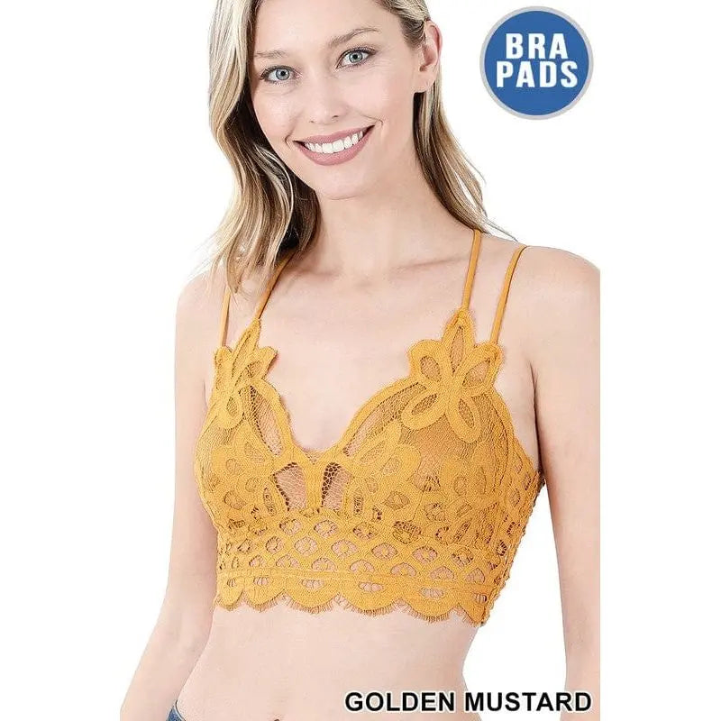 Crochet lace bralette with bra pads Zenana