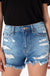 Medium wash rainbow tread shorts -kc9225m-op KanCan