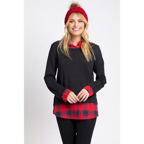 Andree by Unit Red Flannel Top