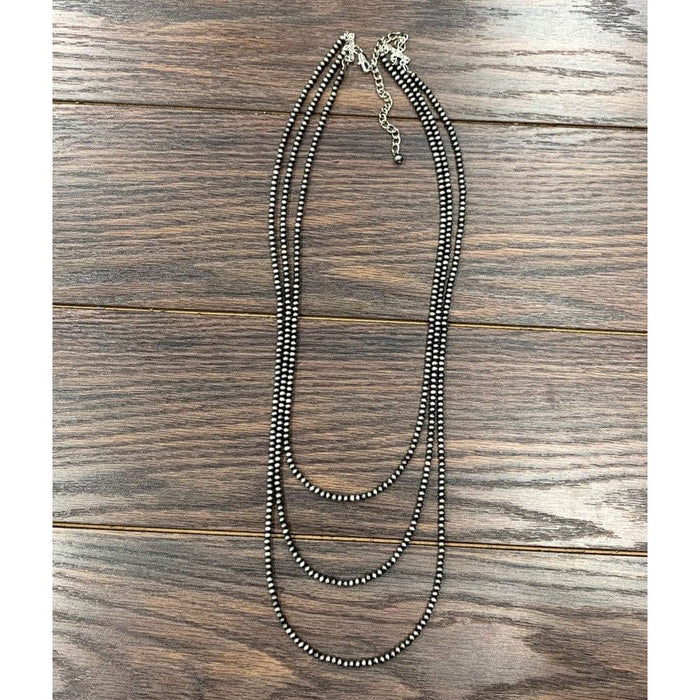 30" Long Tiny Navajo Pearl Layered Necklace