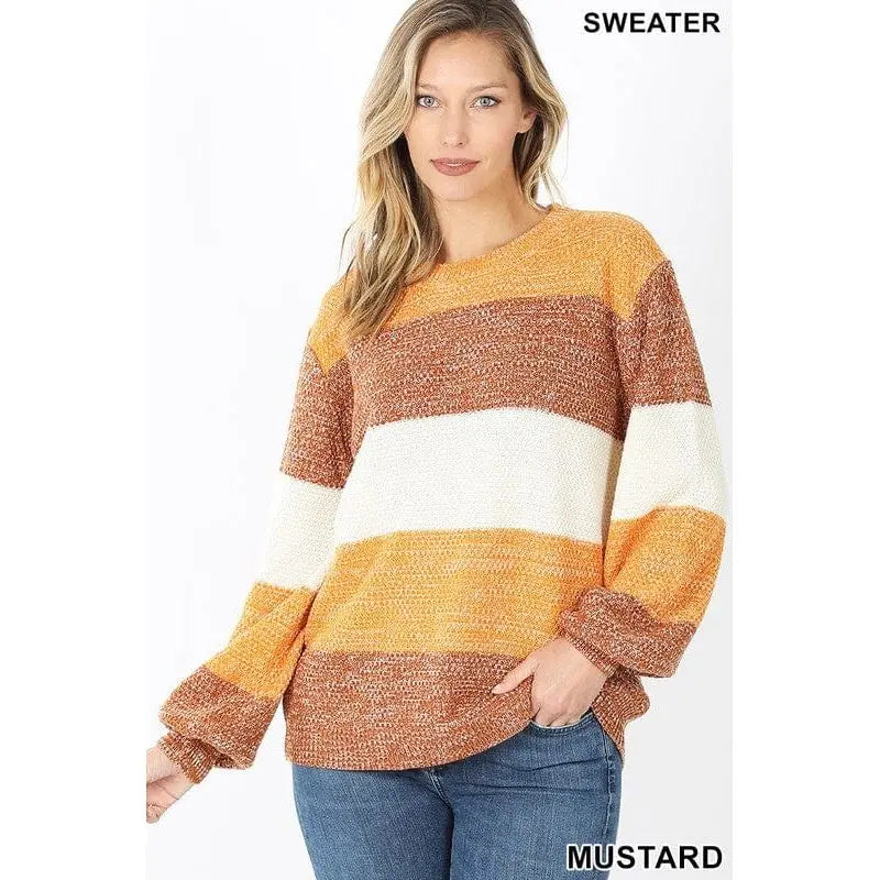 Melange color block balloon sleeve sweater LECCE