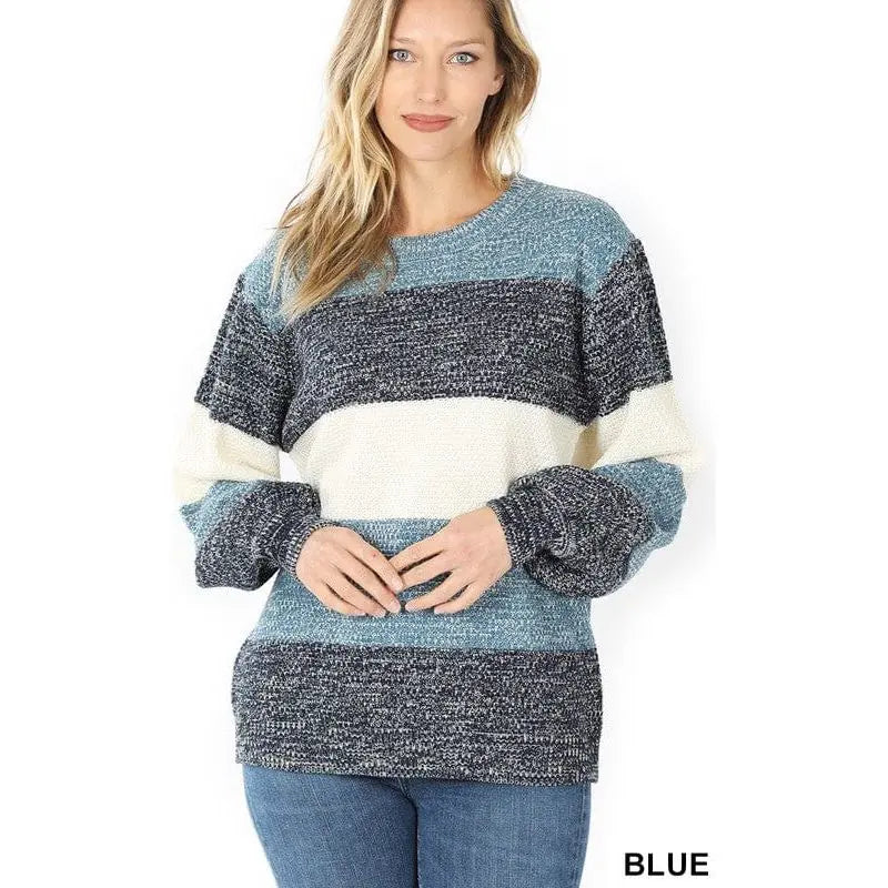 Melange color block balloon sleeve sweater LECCE
