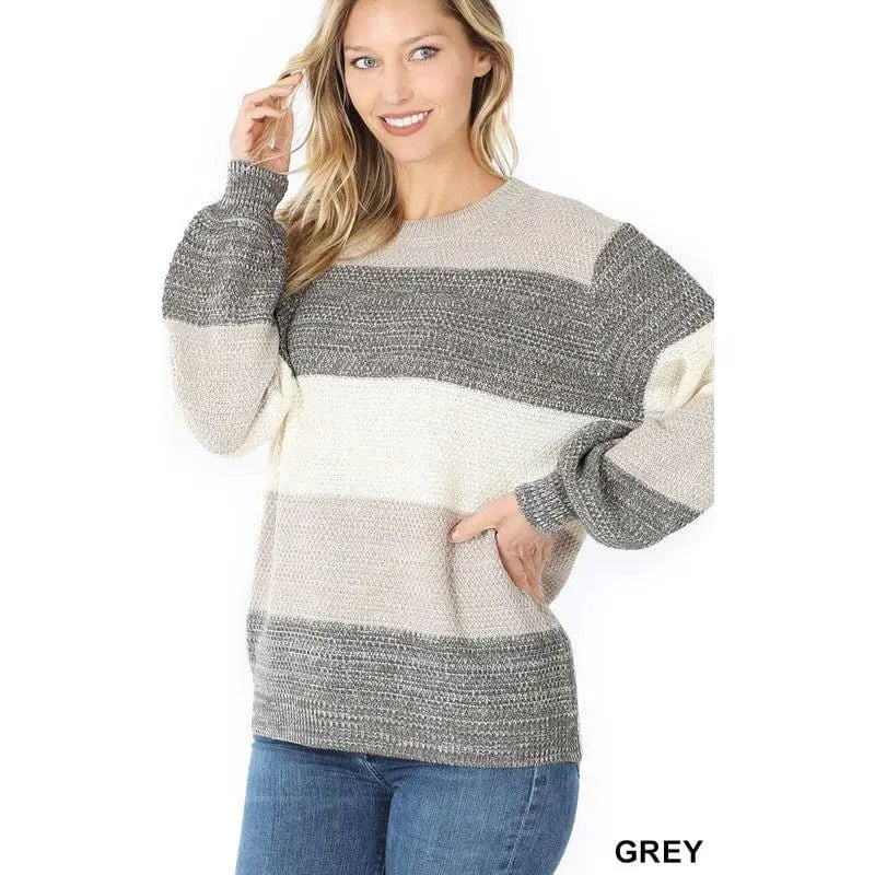 Melange color block balloon sleeve sweater LECCE