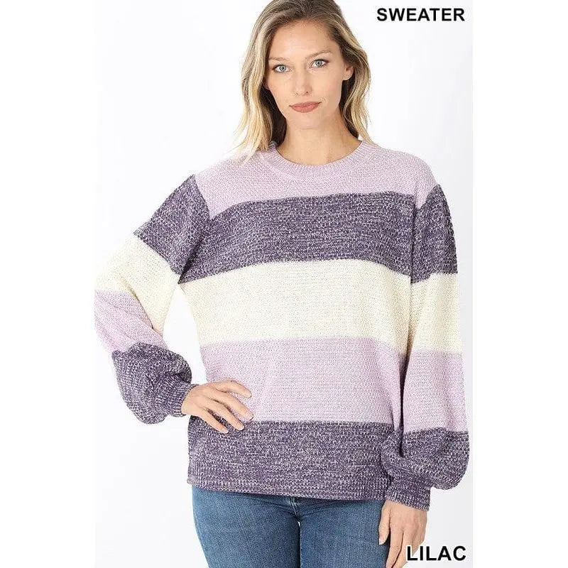 Melange color block balloon sleeve sweater LECCE