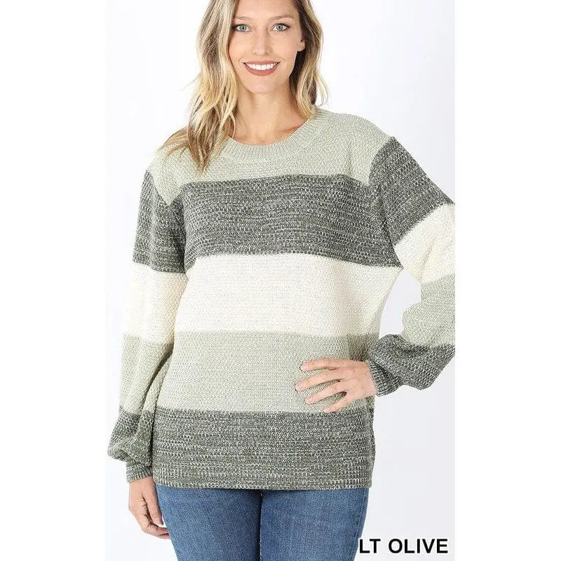 Melange color block balloon sleeve sweater LECCE