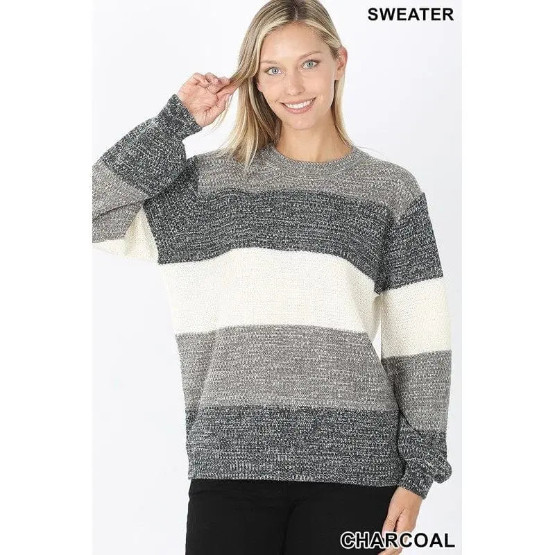 Melange color block balloon sleeve sweater LECCE