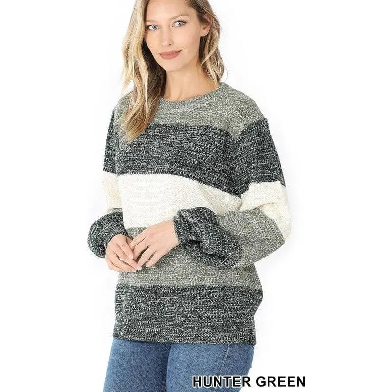 Melange color block balloon sleeve sweater LECCE