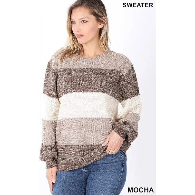 Melange color block balloon sleeve sweater LECCE
