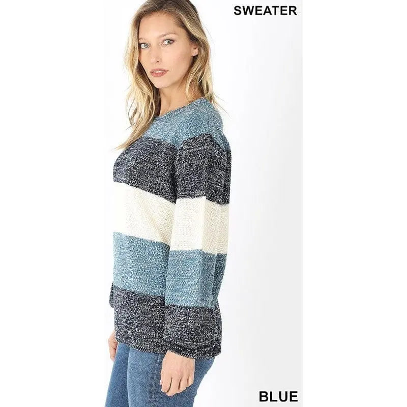 Melange color block balloon sleeve sweater LECCE