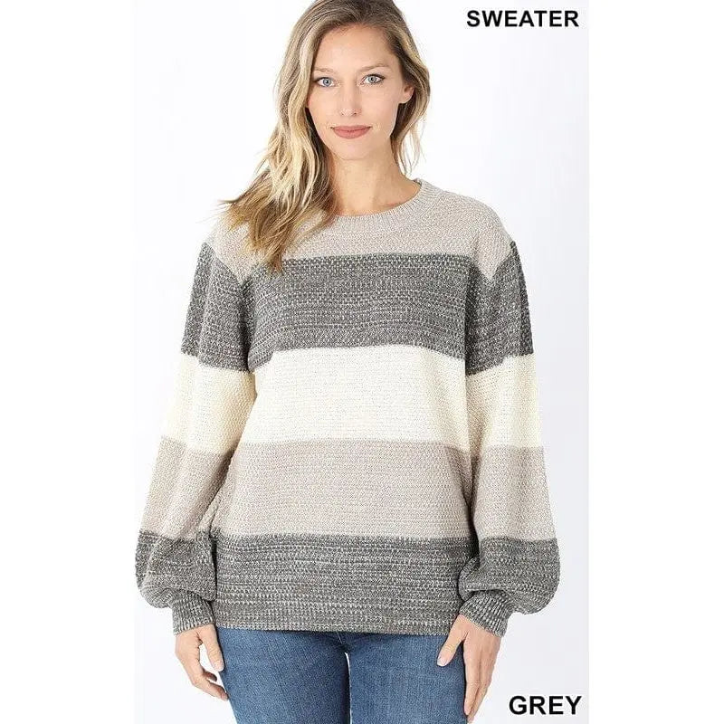 Melange color block balloon sleeve sweater LECCE