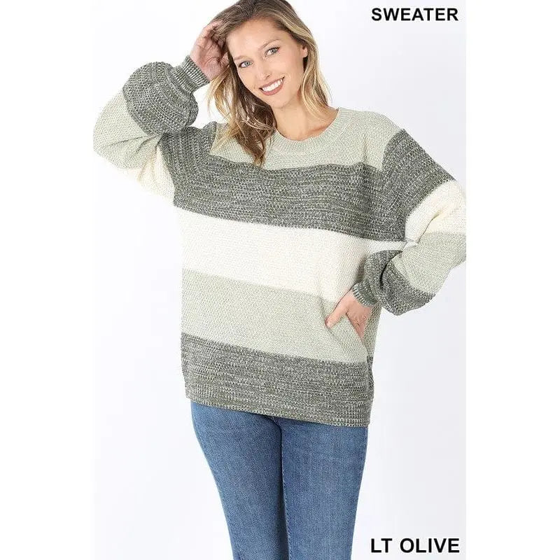 Melange color block balloon sleeve sweater LECCE