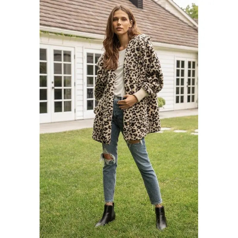 Leopard print fur jacket