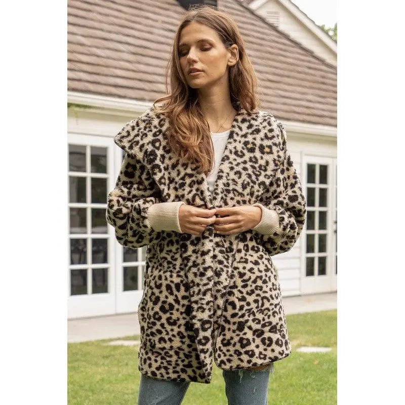 Chaqueta abierta pelo leopardo