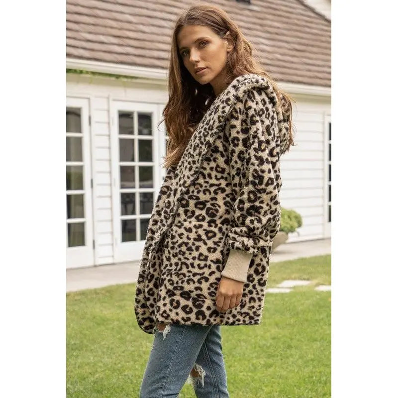 Leopard print fur jacket