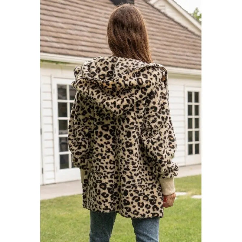 Leopard print fur jacket