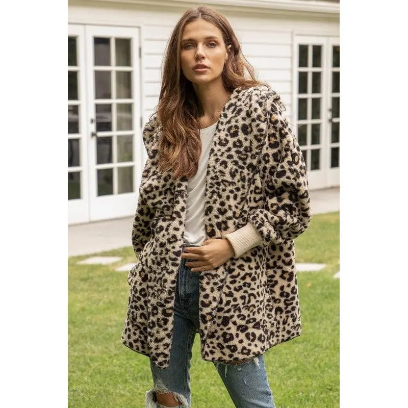 Chaqueta abierta pelo leopardo