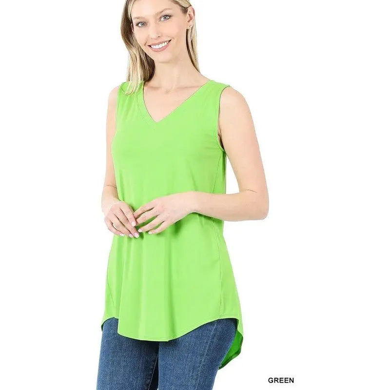 Luxe rayon sleeveless v-neck hi-low hem top LECCE