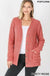 LONG SLEEVE POPCORN BUTTON DOWN CARDIGAN Zenana