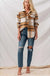 Women's Checkered Oversized Button-Down Jacket - Plaid Casual Coat LECCE