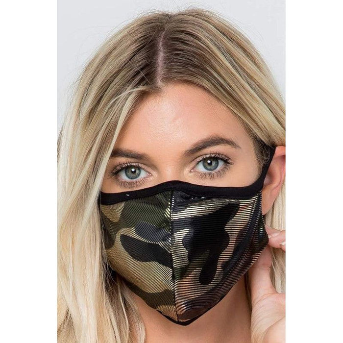 Glitter Accent Camouflage Fashion Mask