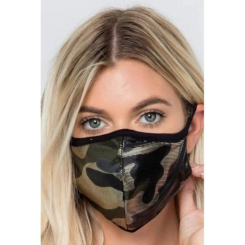 Glitter Accent Camouflage Fashion Mask Love & Repeat