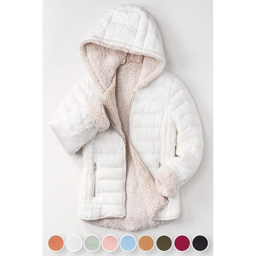 Sherpa fleece lined puffer jacket w hood