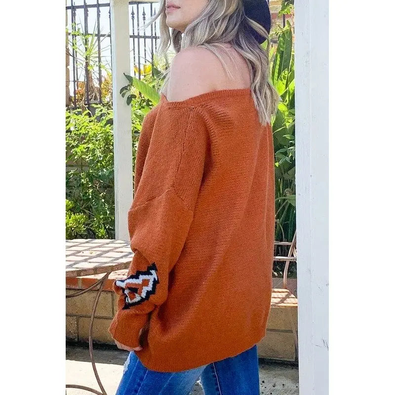 Aztec Printed Pullover Sweater LECCE